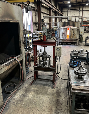 Sandblasting and hydraulic press