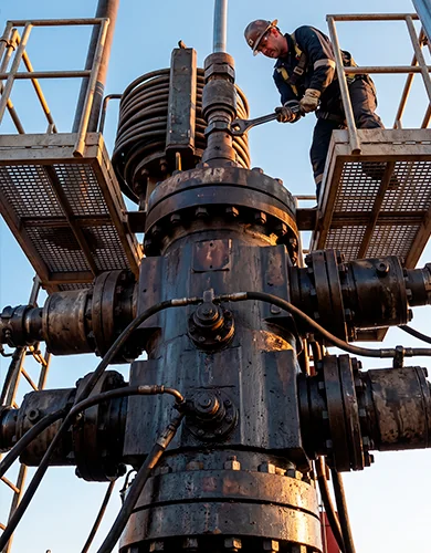 Technician working at the injector head