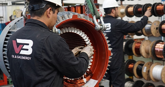 Electric motor stator in workshop — VB Oil & Gas Energy