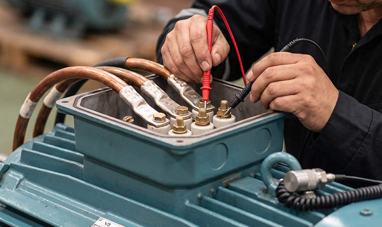 Three-phase motors in service — VB diagnostics